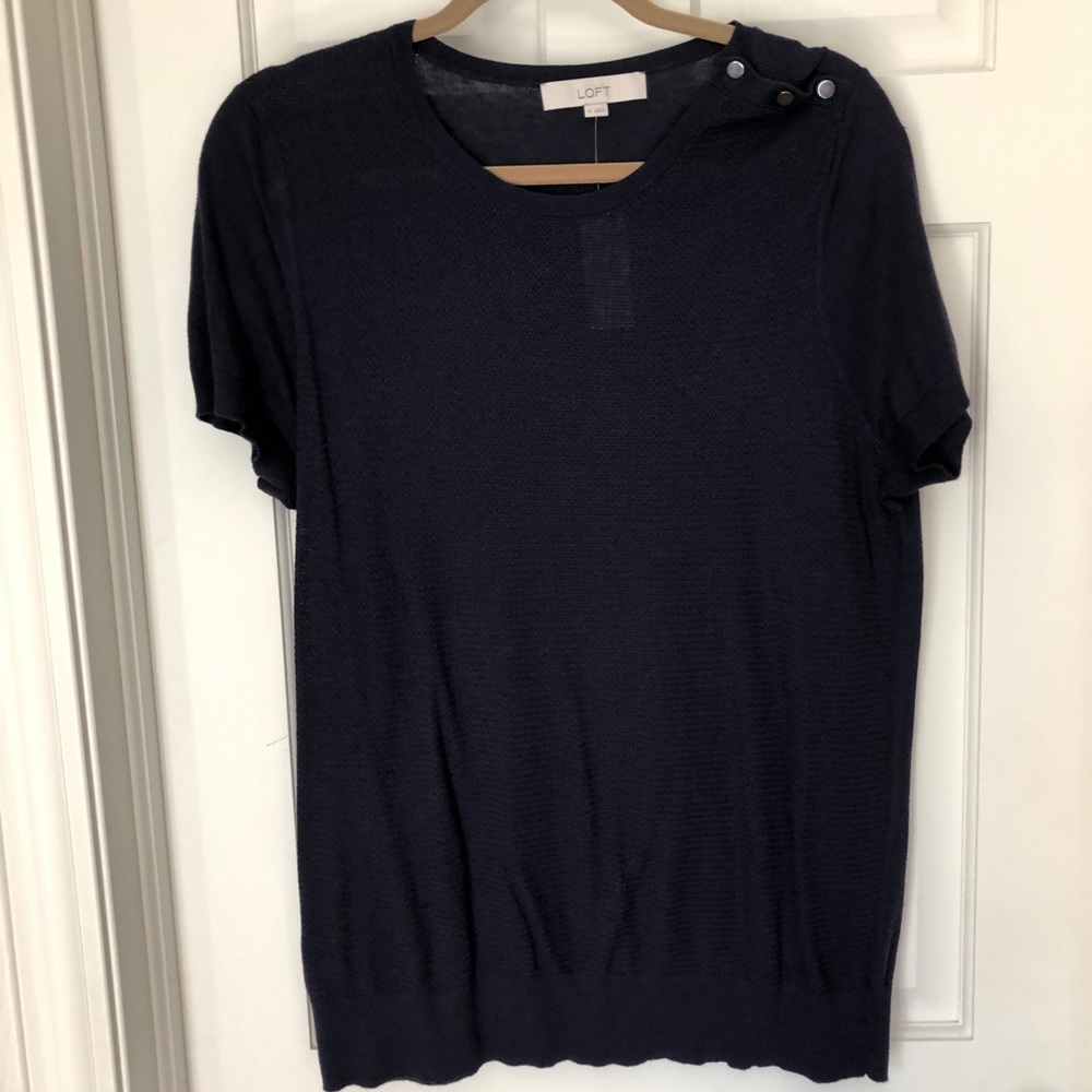 Loft navy blue short sleeve sweater